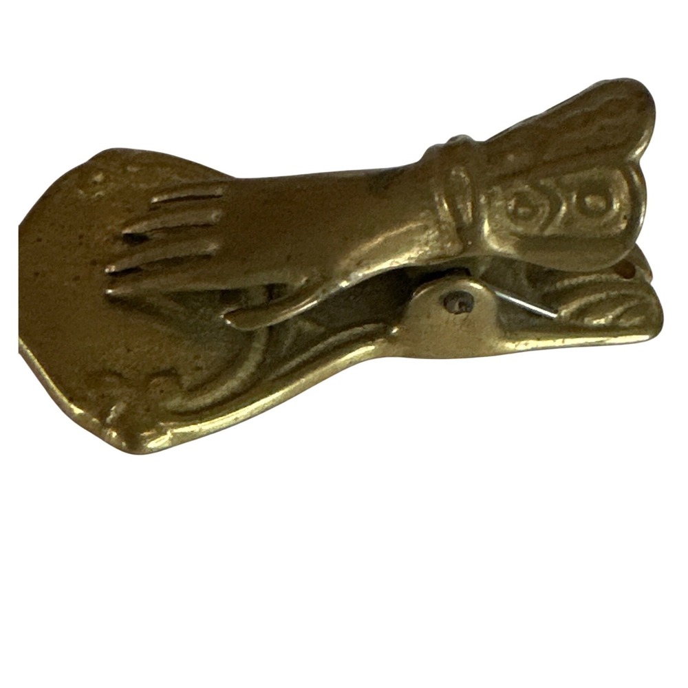 Vintage Brass Victorian Hand Clip Paper Note Holder Desk Accessory Wall Mount
